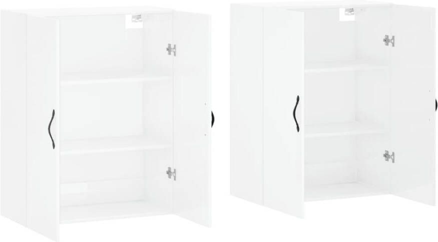 VidaXL -Hangkasten-2-st-bewerkt-hout-hoogglans-wit - Foto 9