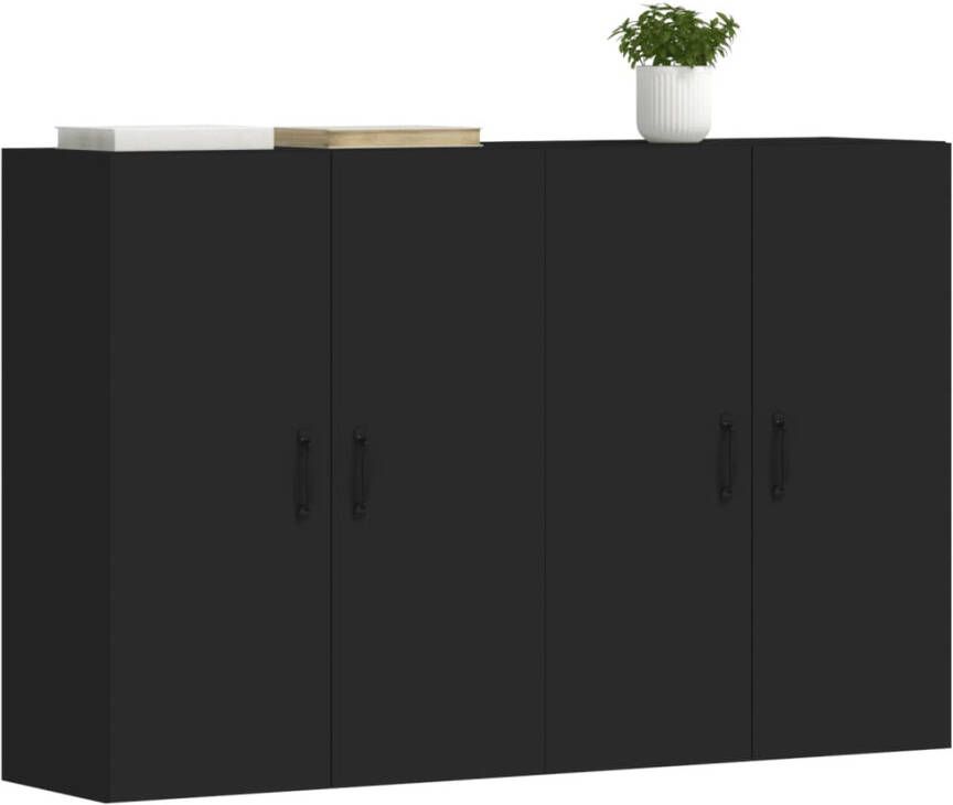 VidaXL -Hangkasten-2-st-bewerkt-hout-zwart - Foto 2