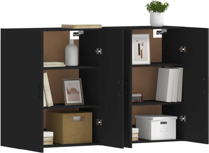 VidaXL -Hangkasten-2-st-bewerkt-hout-zwart - Foto 6