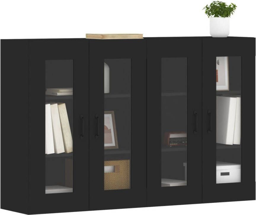 VidaXL -Hangkasten-2-st-bewerkt-hout-zwart - Foto 3