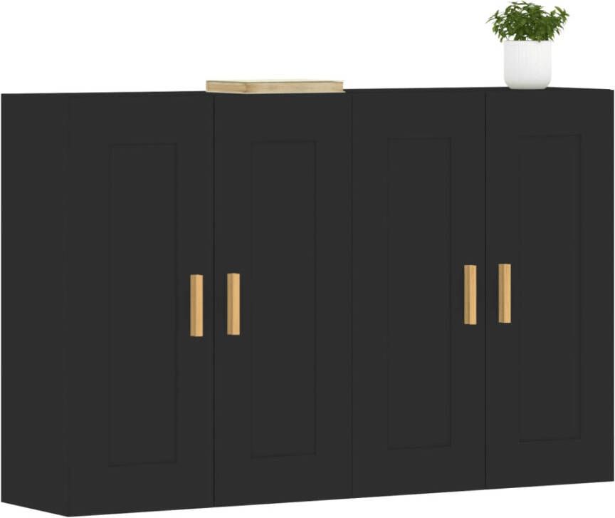 VidaXL -Hangkasten-2-st-bewerkt-hout-zwart - Foto 7