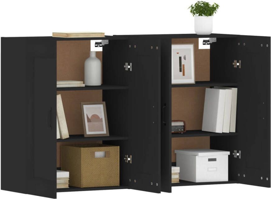 VidaXL -Hangkasten-2-st-bewerkt-hout-zwart - Foto 5