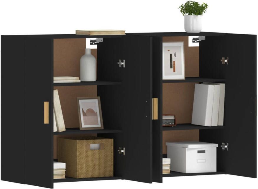 VidaXL -Hangkasten-2-st-bewerkt-hout-zwart - Foto 6