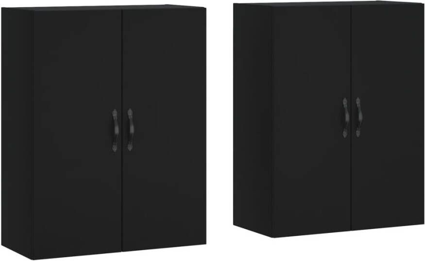 VidaXL -Hangkasten-2-st-bewerkt-hout-zwart - Foto 8