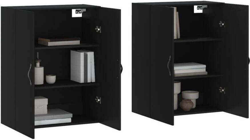 VidaXL -Hangkasten-2-st-bewerkt-hout-zwart - Foto 9