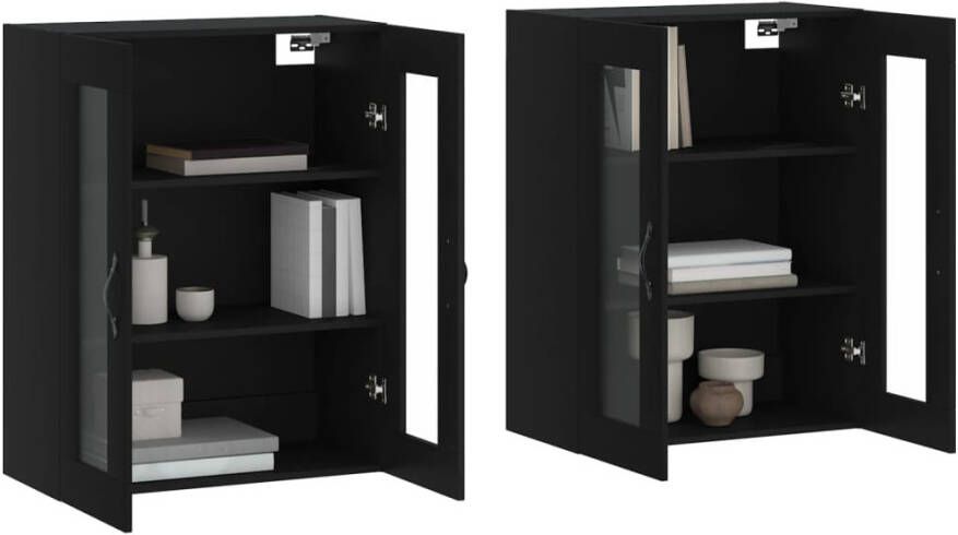 VidaXL -Hangkasten-2-st-bewerkt-hout-zwart - Foto 9