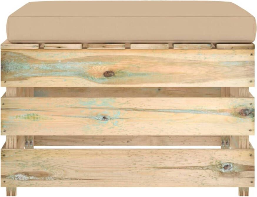 VIDAXL Hocker sectioneel met kussen groen geïmpregneerd hout - Foto 3