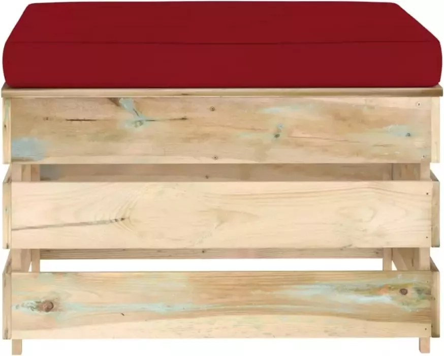 VIDAXL Hocker sectioneel met kussen groen geïmpregneerd hout