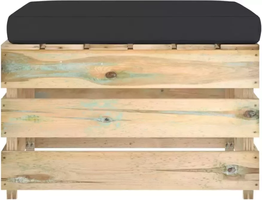 VIDAXL Hocker sectioneel met kussen groen geïmpregneerd hout - Foto 3