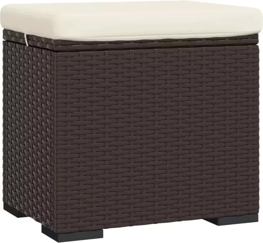 VidaXL -Hockers-met-kussens-2-st-40x30x40-cm-poly-rattan-bruin - Foto 4