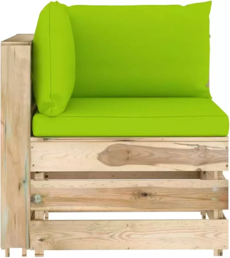 VIDAXL Hoekbank sectioneel met kussens groen geïmpregneerd hout - Foto 3