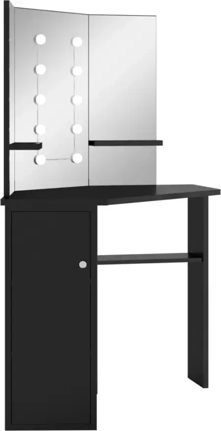 VIDAXL Hoekkaptafel met LED 111x54x141 5 cm zwart - Foto 1
