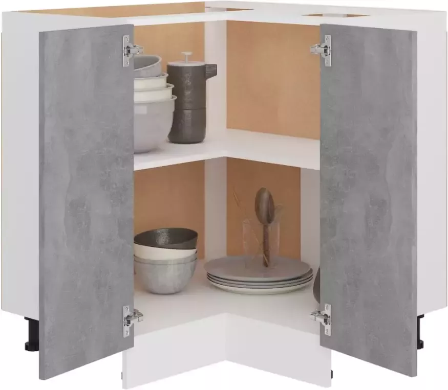 VidaXL Hoekonderkast Lyon 75 5x75 5x81 5 cm bewerkt hout betongrijs - Foto 4