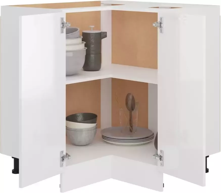 VidaXL Hoekonderkast Lyon 75 5x75 5x81 5 cm bewerkt hout hoogglans wit - Foto 5