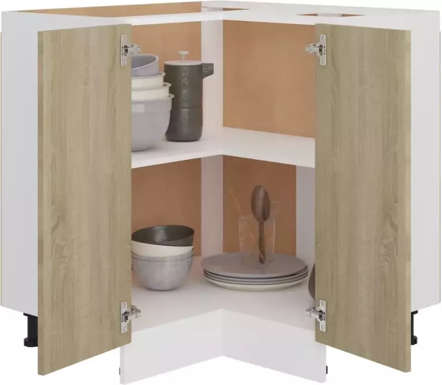 VidaXL -Hoekonderkast-75 5x75 5x81 5-cm-spaanplaat-sonoma-eikenkleurig - Foto 4