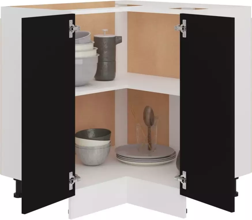 VidaXL Hoekonderkast Lyon 75 5x75 5x81 5 cm bewerkt hout zwart - Foto 4