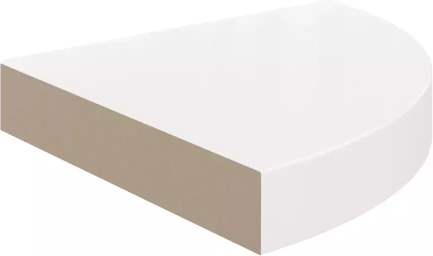 VIDAXL Hoekschap zwevend 25x25x3 8 cm MDF hoogglans wit