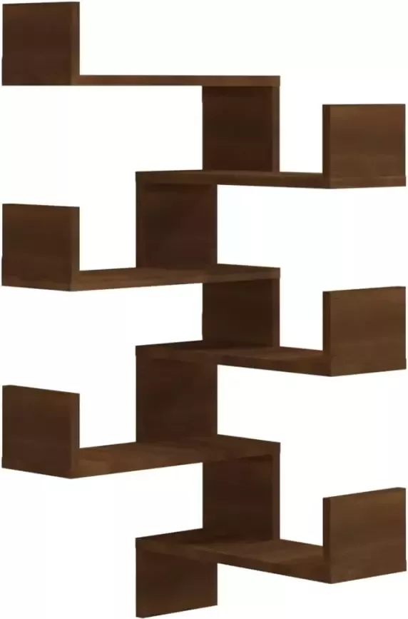 VIDAXL Hoekwandschappen 2 st 40x40x50 cm bewerkt hout bruin eikenkleur - Foto 3