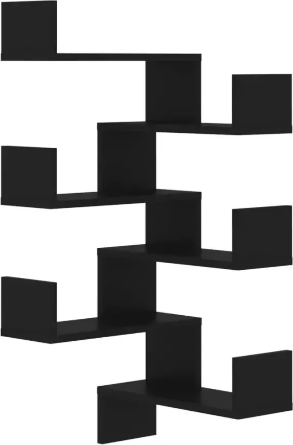 VIDAXL Hoekwandschappen 2 st 40x40x50 cm spaanplaat zwart - Foto 2