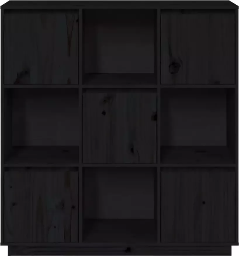 VidaXL -Hoge-kast-110 5x35x117-cm-massief-grenenhout-zwart - Foto 4