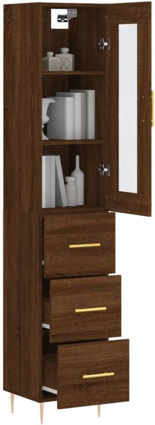 VidaXL -Hoge-kast-34 5x34x180-cm-bewerkt-hout-bruineikenkleurig - Foto 8