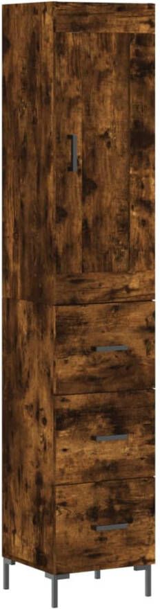 VidaXL -Hoge-kast-34 5x34x180-cm-bewerkt-hout-gerookt-eikenkleurig - Foto 9