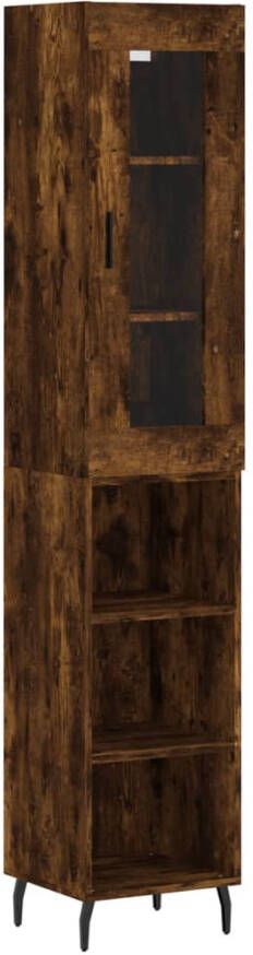 VidaXL -Hoge-kast-34 5x34x180-cm-bewerkt-hout-gerookt-eikenkleurig - Foto 8