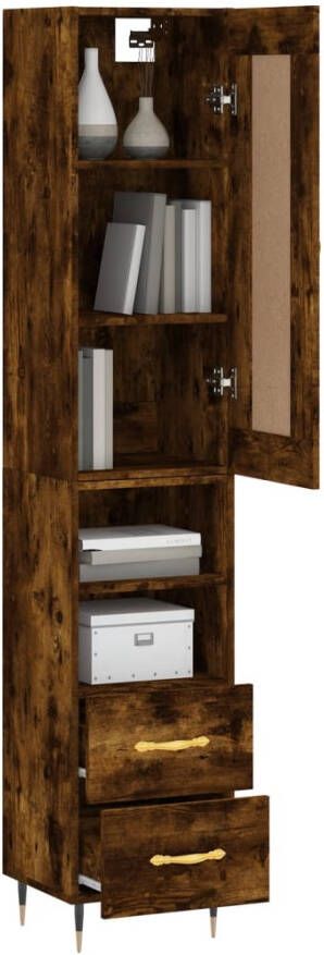 VidaXL -Hoge-kast-34 5x34x180-cm-bewerkt-hout-gerookt-eikenkleurig - Foto 19