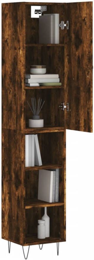 VidaXL -Hoge-kast-34 5x34x180-cm-bewerkt-hout-gerookt-eikenkleurig - Foto 10