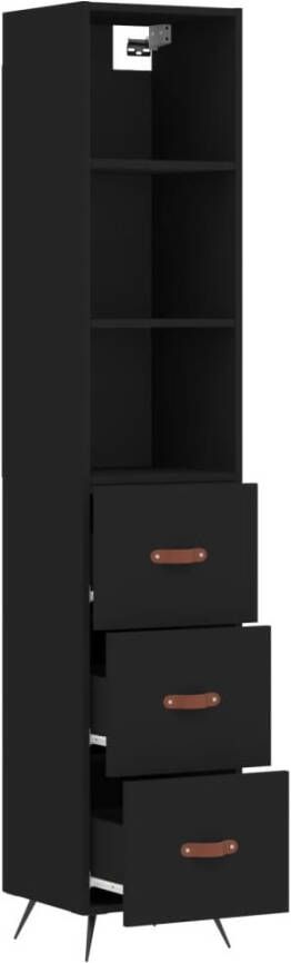 VidaXL -Hoge-kast-34 5x34x180-cm-bewerkt-hout-zwart - Foto 5