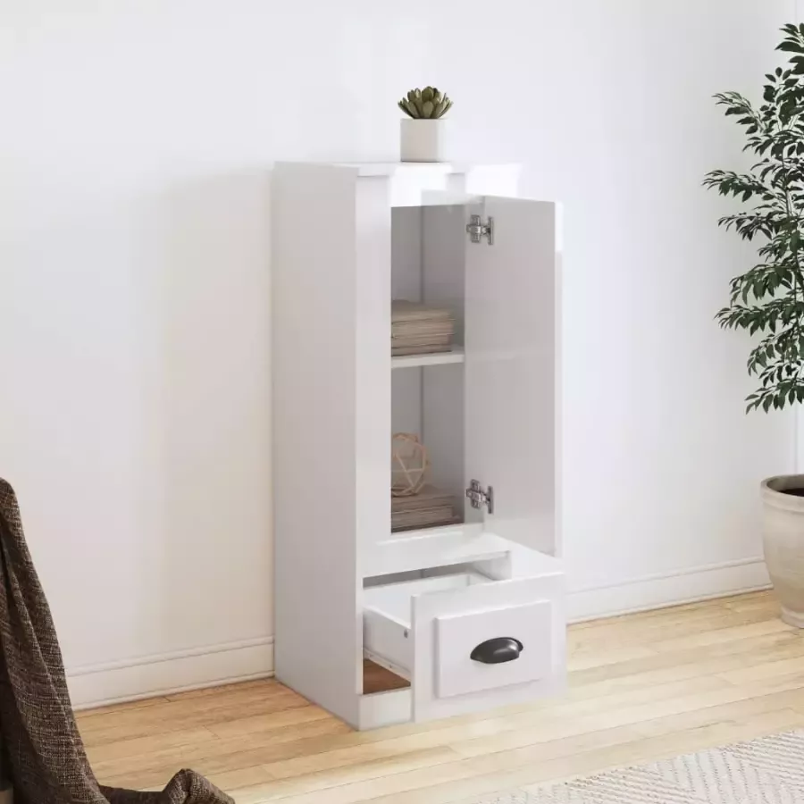VidaXL Hoge kast Hoogglans wit 36x35 5x103 5 cm Hoge Kast Buffetkast Opslagoplossing Keukenmeubel Scandinavisch Design - Foto 7