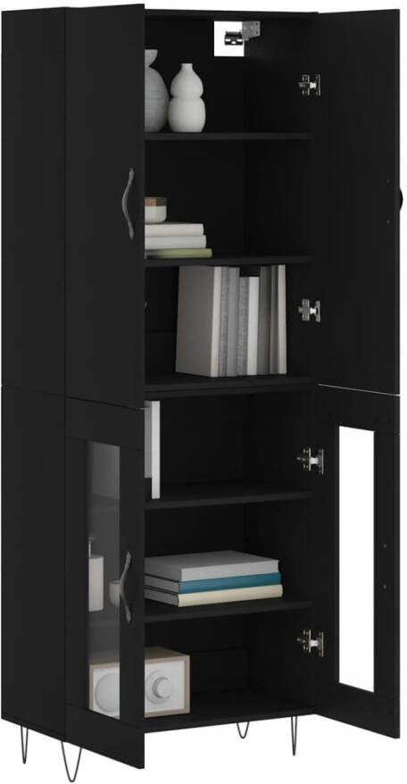 VidaXL -Hoge-kast-69 5x34x180-cm-bewerkt-hout-zwart - Foto 12