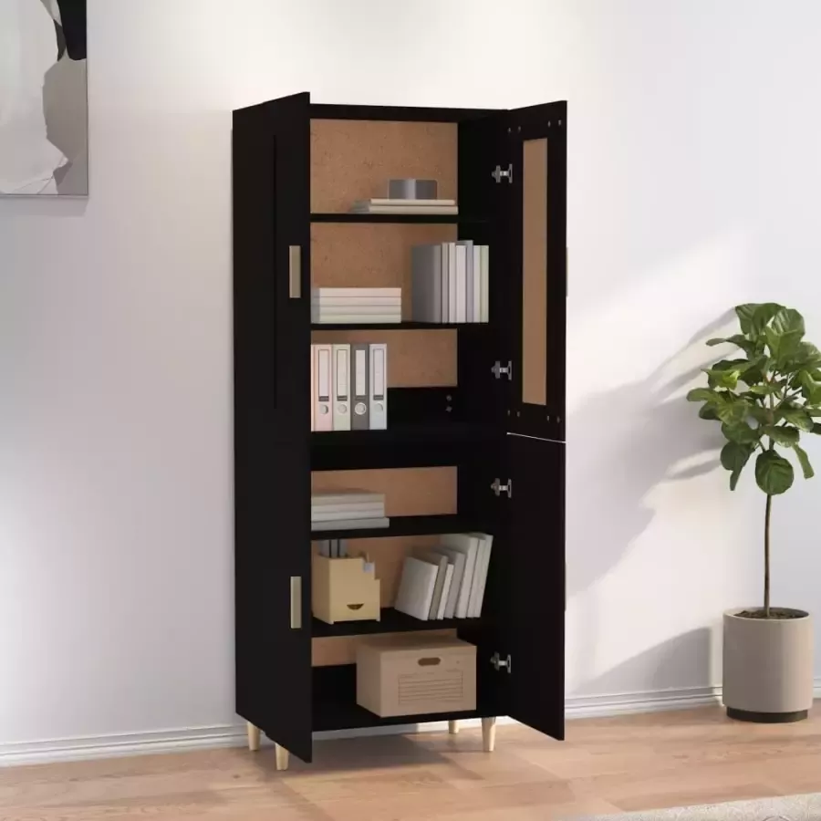 VIDAXL Hoge kast 70x34x180 cm bewerkt hout zwart
