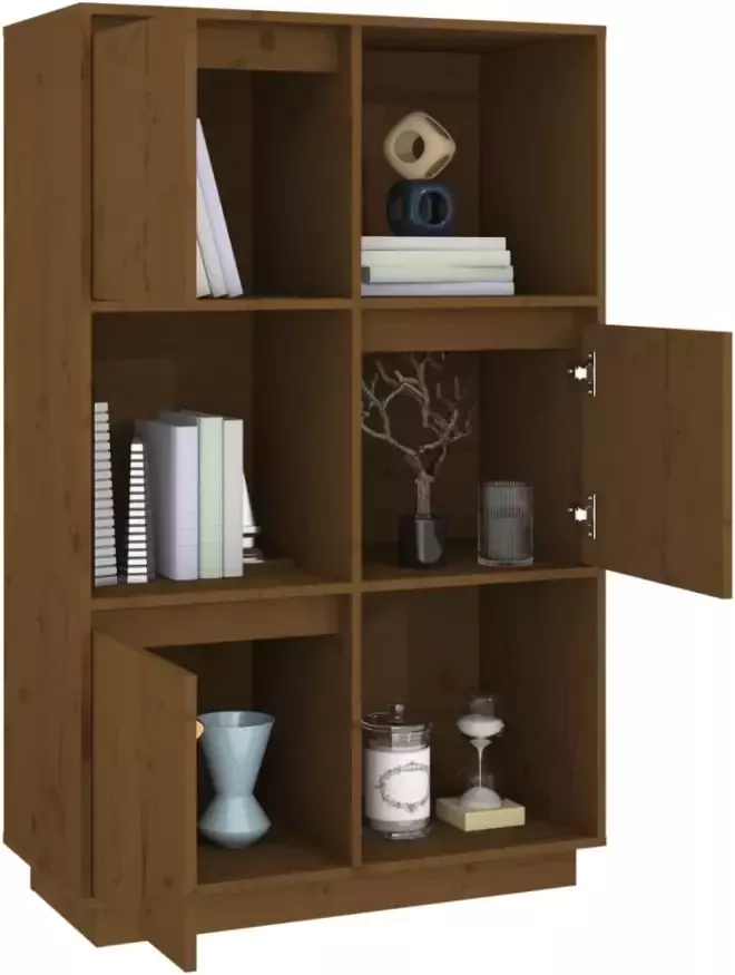 VidaXL -Hoge-kast-74x35x117-cm-massief-grenenhout-honingbruin - Foto 5