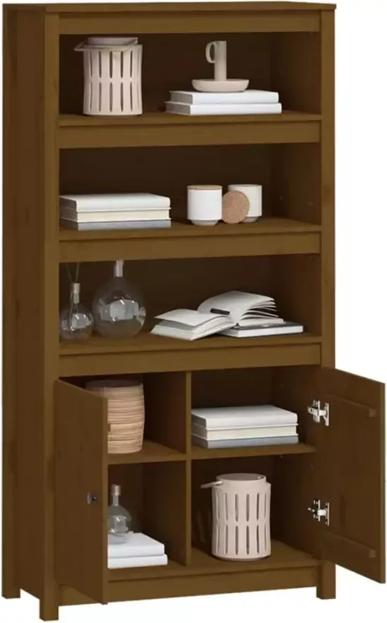 VidaXL -Hoge-kast-80x35x154-cm-massief-grenenhout-honingbruin