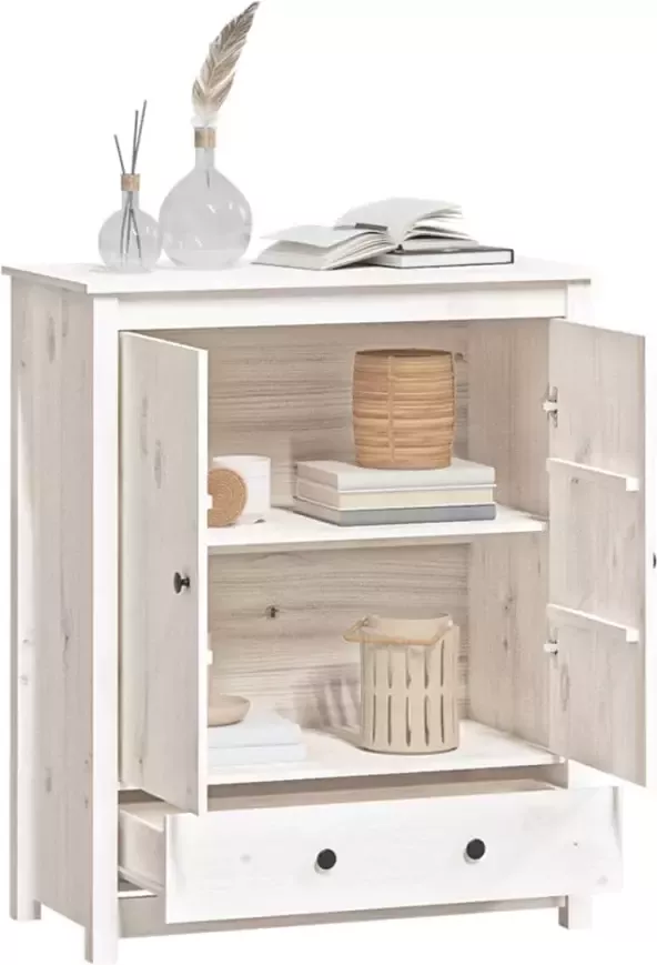 VidaXL -Hoge-kast-83x41 5x100-cm-massief-grenenhout-wit - Foto 5