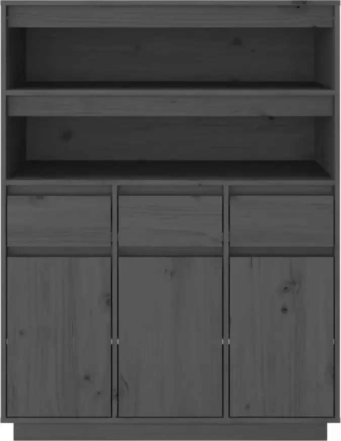 VidaXL -Hoge-kast-89x40x116 5-cm-massief-grenenhout-grijs - Foto 4