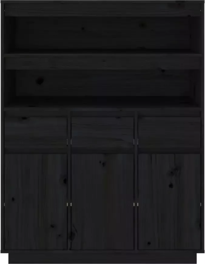 VidaXL -Hoge-kast-89x40x116 5-cm-massief-grenenhout-zwart - Foto 4