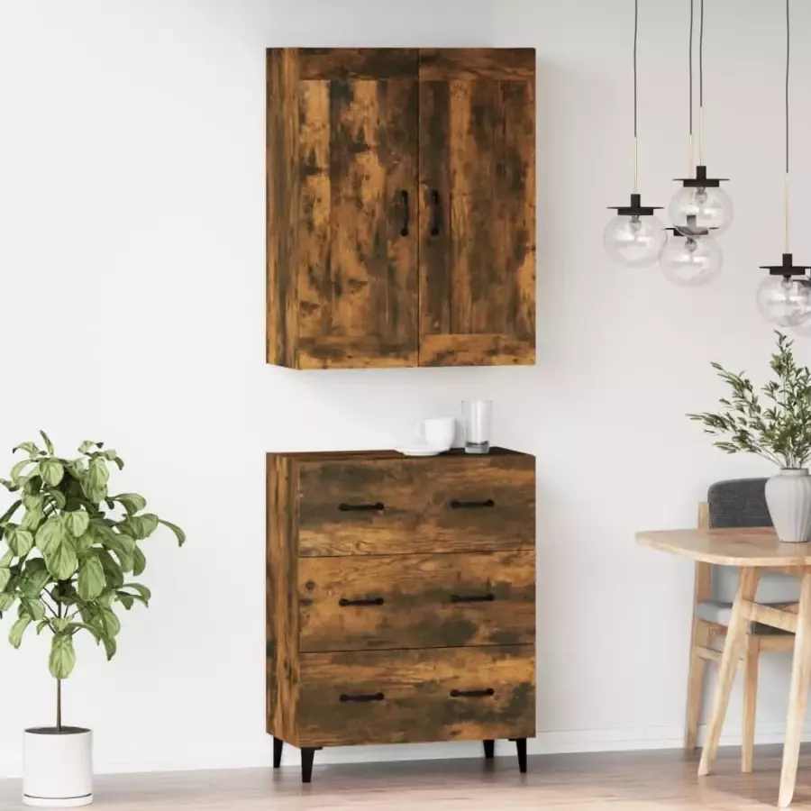 VidaXL Hoge kast bewerkt hout gerookt eikenkleurig - Foto 13