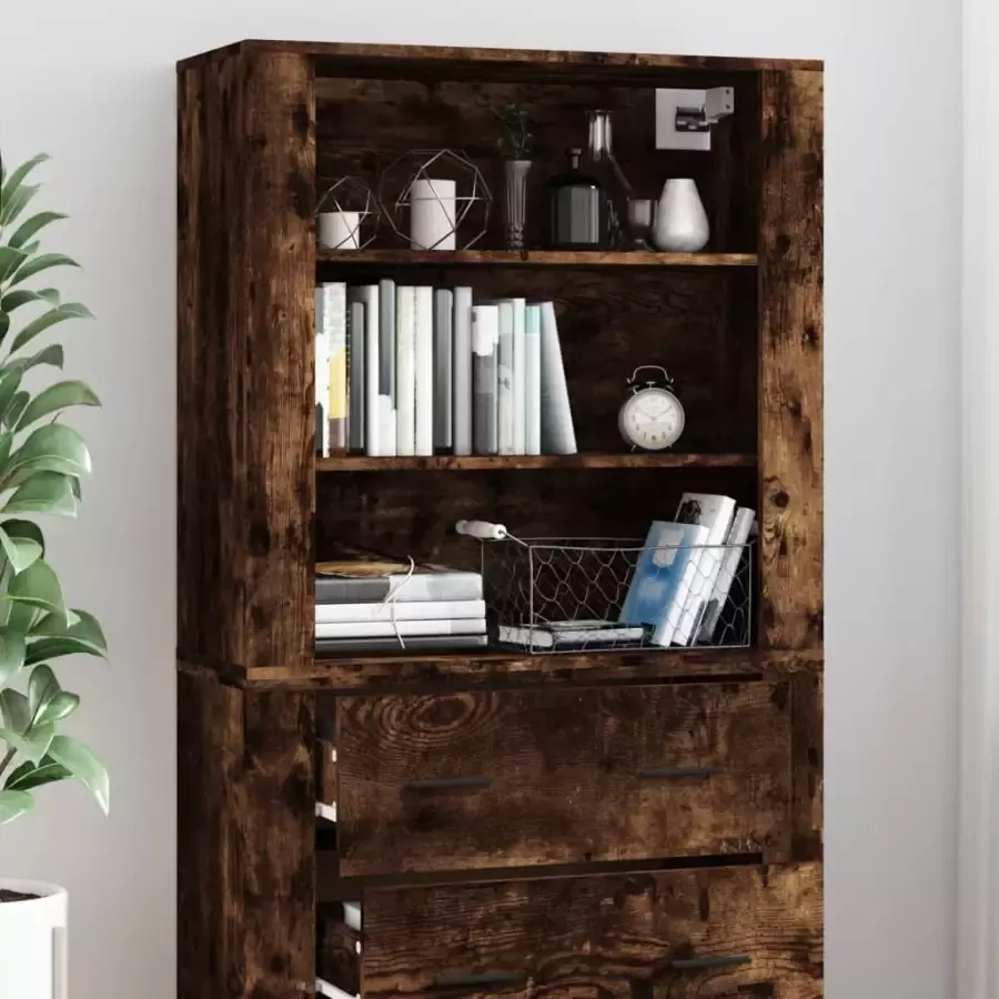 VidaXL -Hoge-kast-bewerkt-hout-gerookt-eikenkleurig - Foto 6