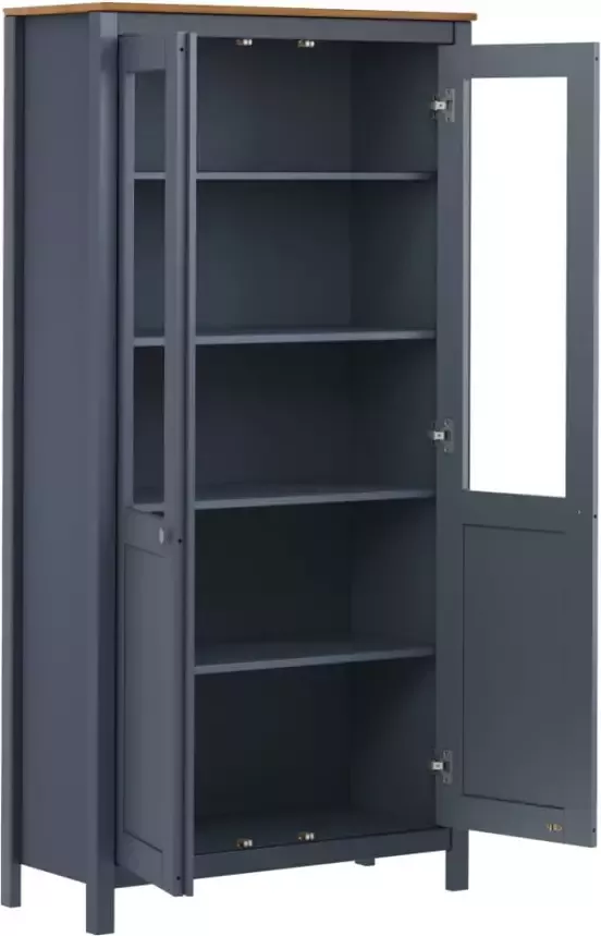 Vida XL Hoge kast Hill 85x37x170 5 cm massief grenenhout grijs SKU: V289013 - Foto 3