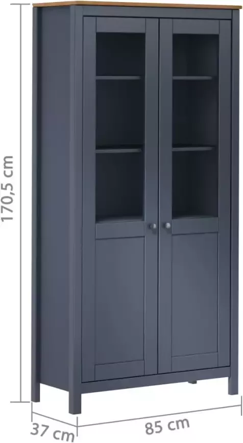 Vida XL Hoge kast Hill 85x37x170 5 cm massief grenenhout grijs SKU: V289013 - Foto 4