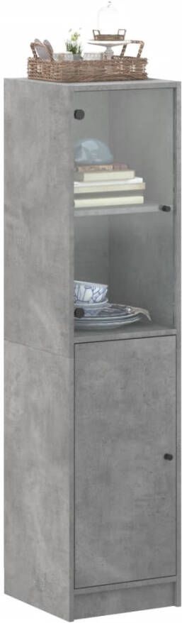 VidaXL -Hoge-kast-met-glazen-deur-35x37x142-cm-betongrijs - Foto 4