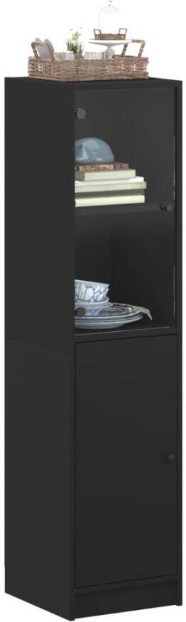 VidaXL -Hoge-kast-met-glazen-deur-35x37x142-cm-zwart - Foto 4