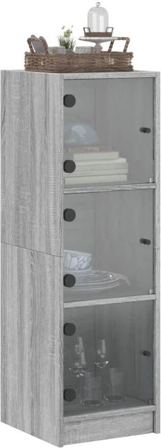 VidaXL -Hoge-kast-met-glazen-deuren-35x37x109-cm-grijs-sonoma-eiken - Foto 4
