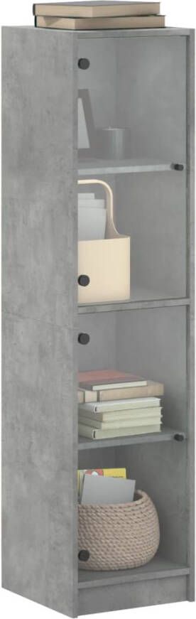 VidaXL -Hoge-kast-met-glazen-deuren-35x37x142-cm-betongrijs - Foto 4