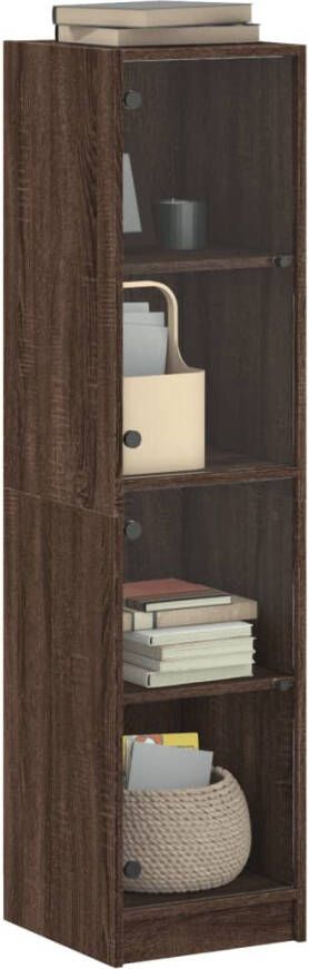 VidaXL -Hoge-kast-met-glazen-deuren-35x37x142-cm-bruineikenkleurig - Foto 4