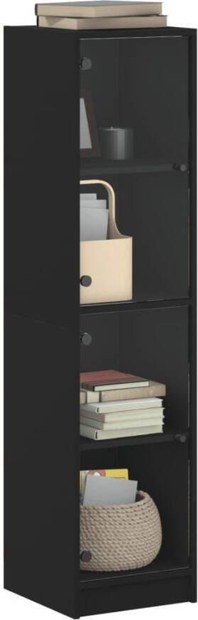 VidaXL -Hoge-kast-met-glazen-deuren-35x37x142-cm-zwart - Foto 4