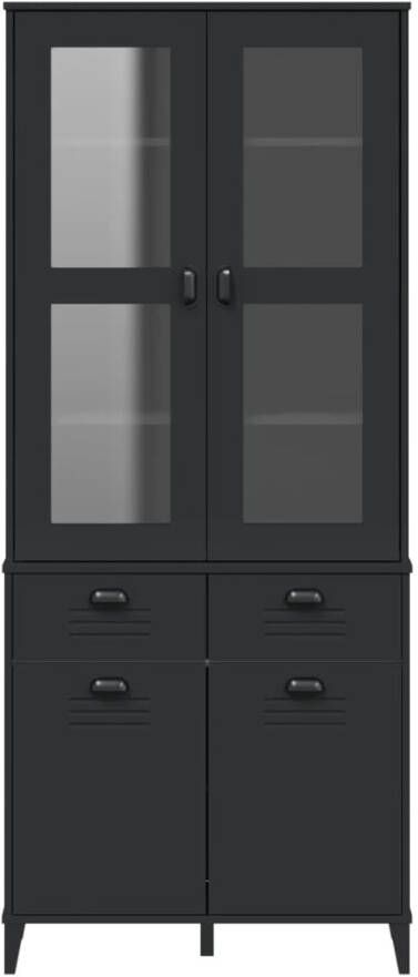 VidaXL -Hoge-kast-VIKEN-80x40x190-cm-massief-grenenhout-zwart - Foto 5
