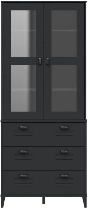 VidaXL -Hoge-kast-VIKEN-80x40x190-cm-massief-grenenhout-zwart - Foto 4